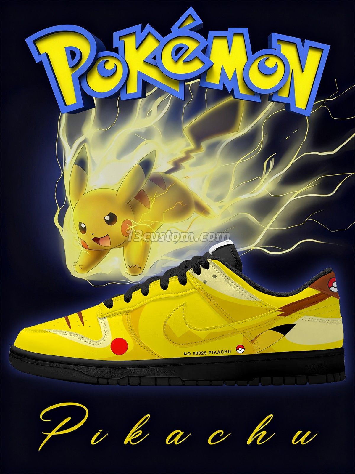 Pikachu V.1 Custom Court-Low Sneakers