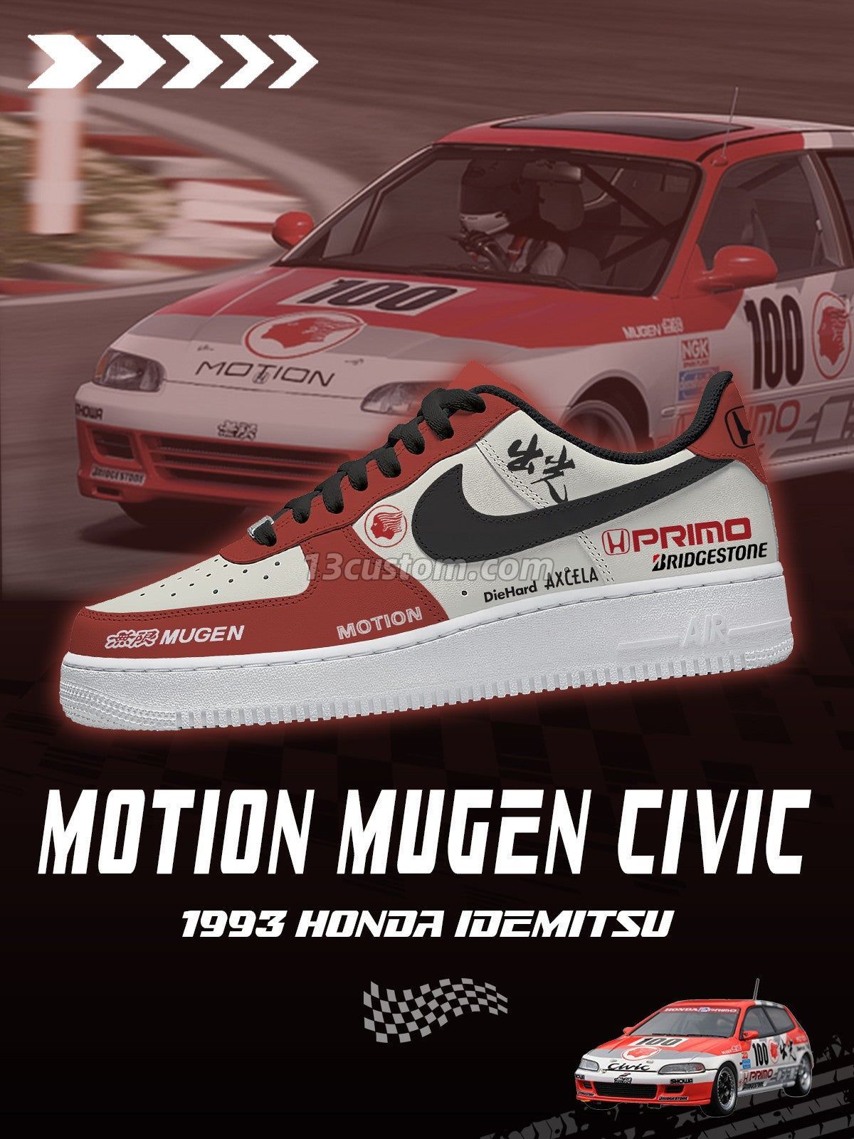 1993 Idemitsu Motion Mugen Civic V.1 Custom Sneakers