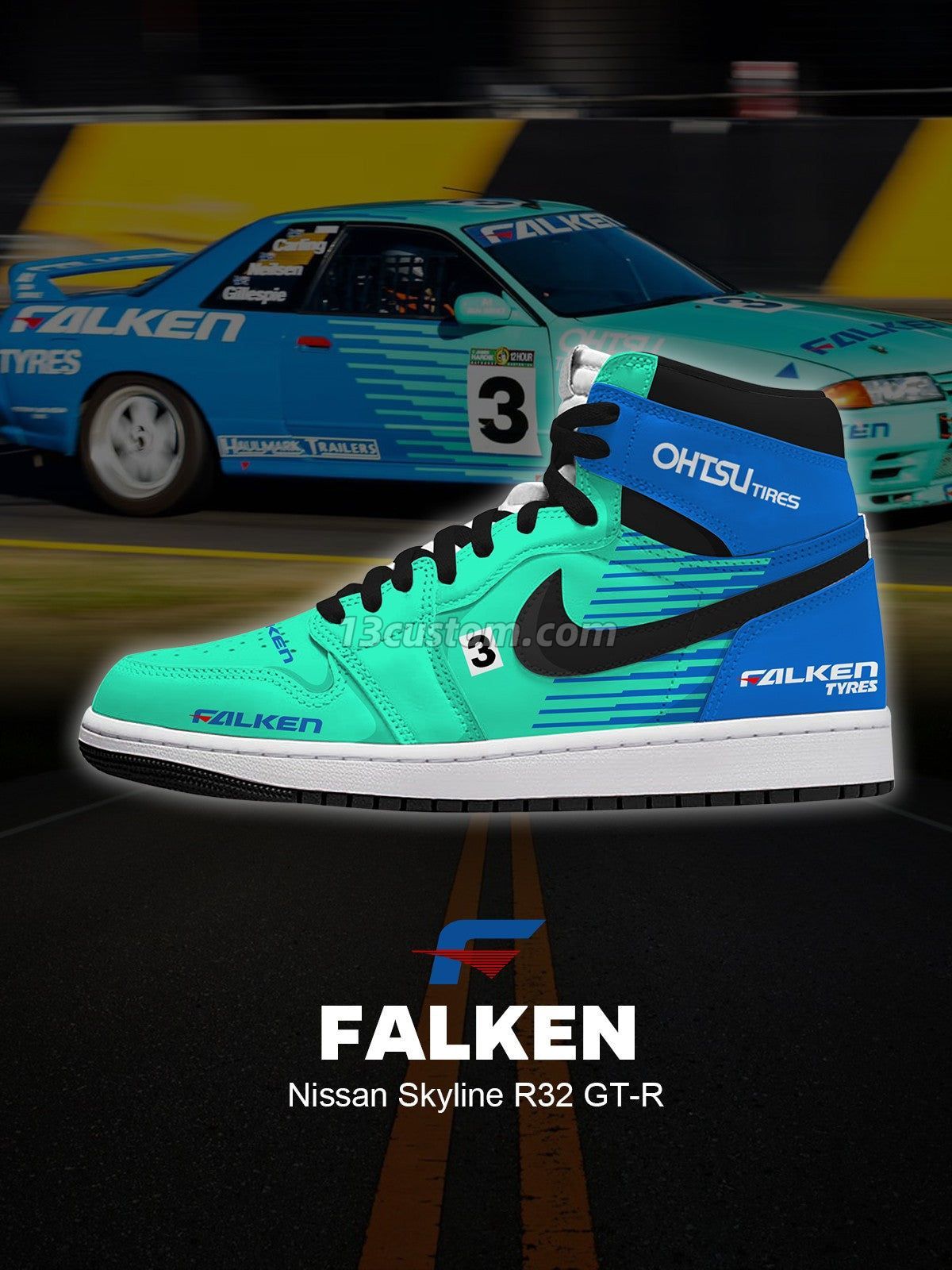 FALKEN Skyline R32 GT-R V.1 Custom High-Top Sneakers
