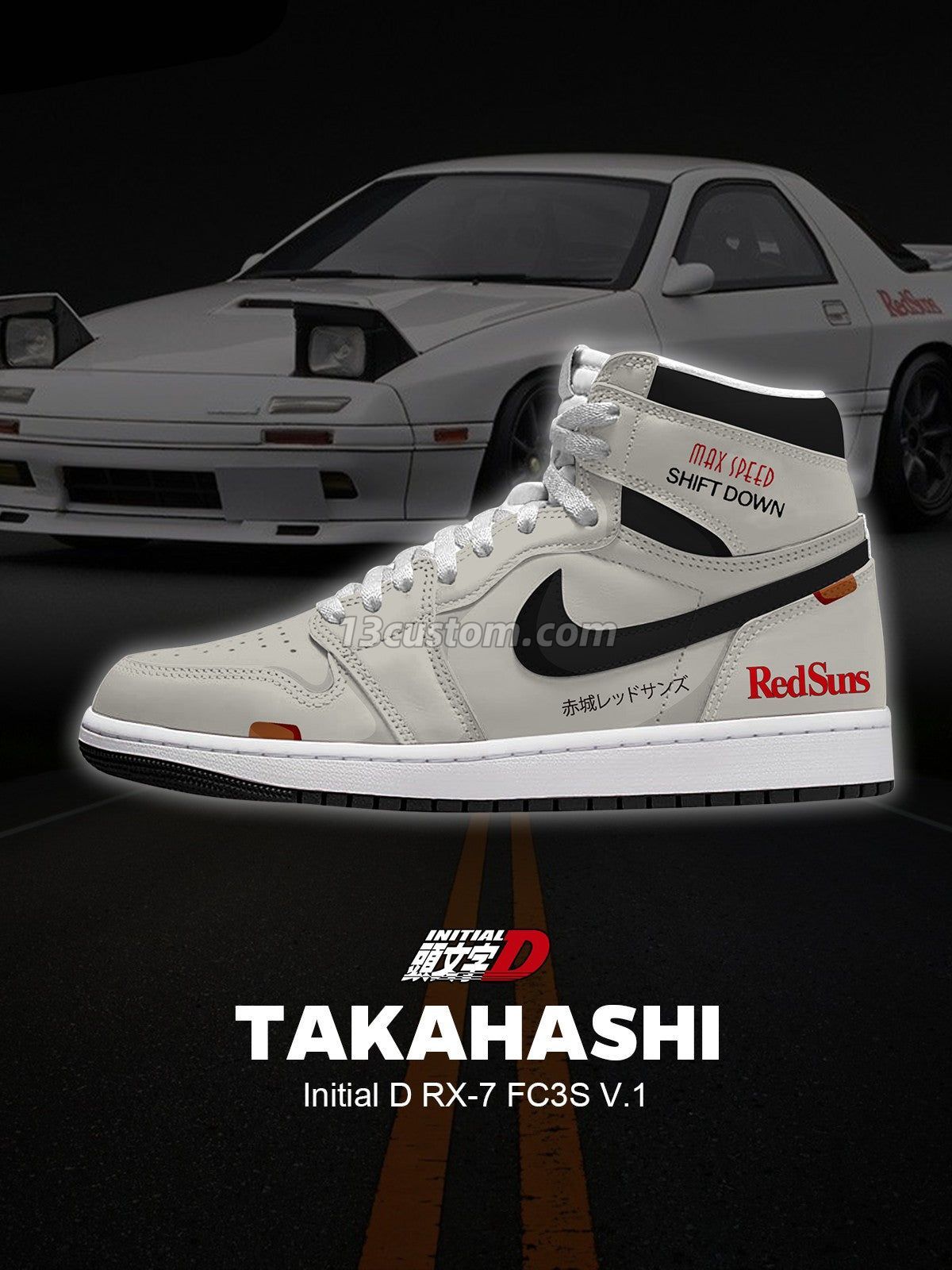 Keisuke Takahashi RX-7 FC3S V.1 Custom High-Top Sneakers