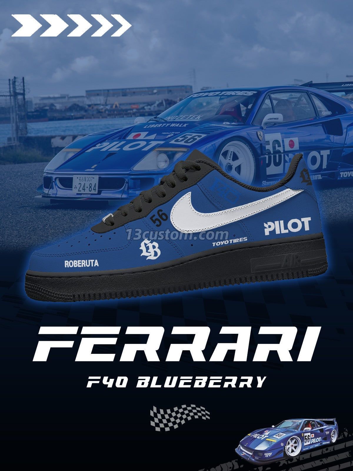 LB WORKS F40 Blueberry V.1 Custom Sneakers