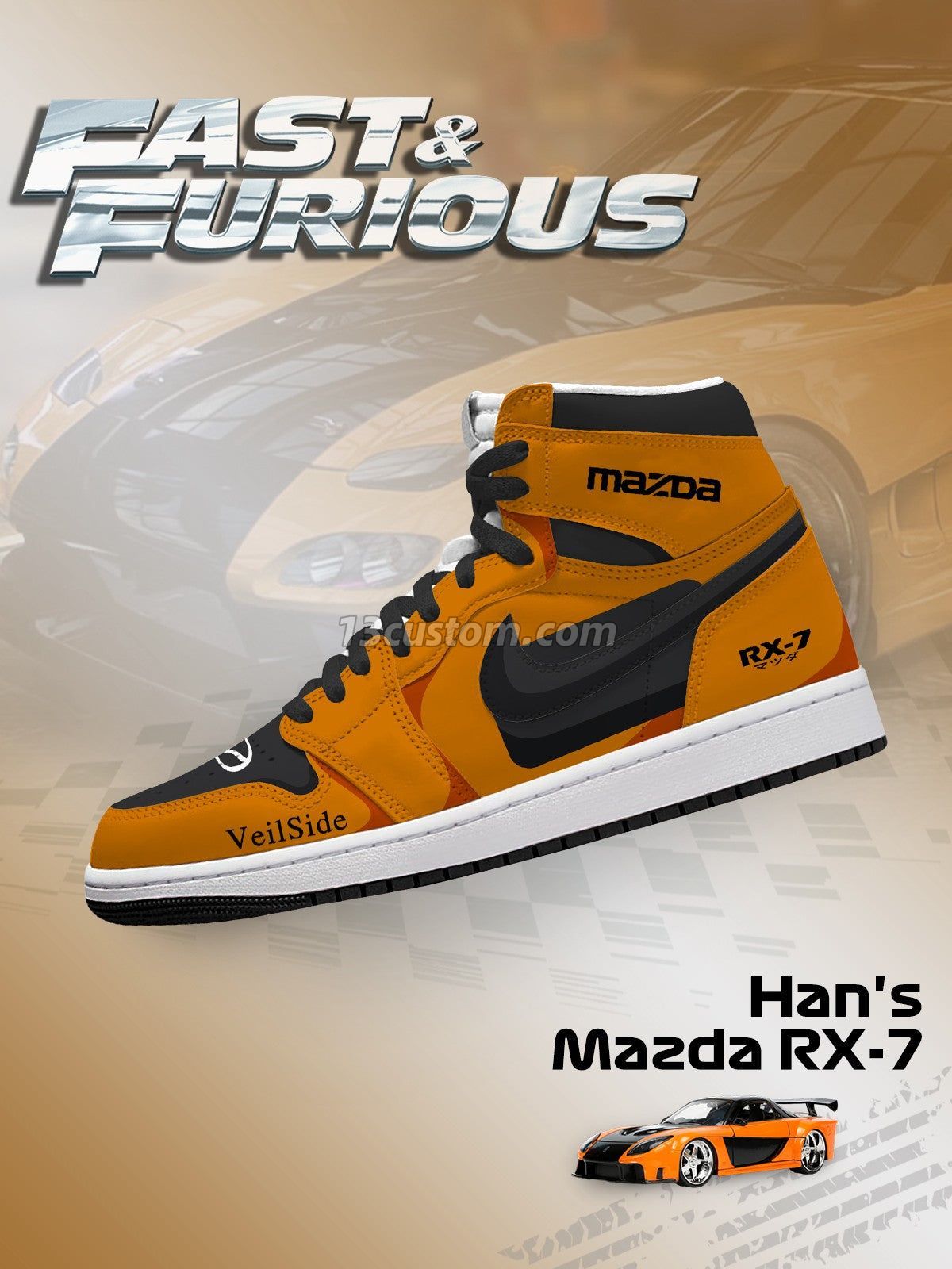 Han's RX-7 V.1 Custom High-Top Sneakers