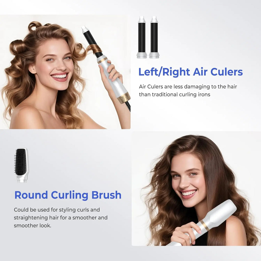 5-in-1 Hair Dryer Brush Set, Blow Dryer Brush with Air Style Wrap Hair Styler, Negative Ionic Magic Style Set, Detachable Air Cu