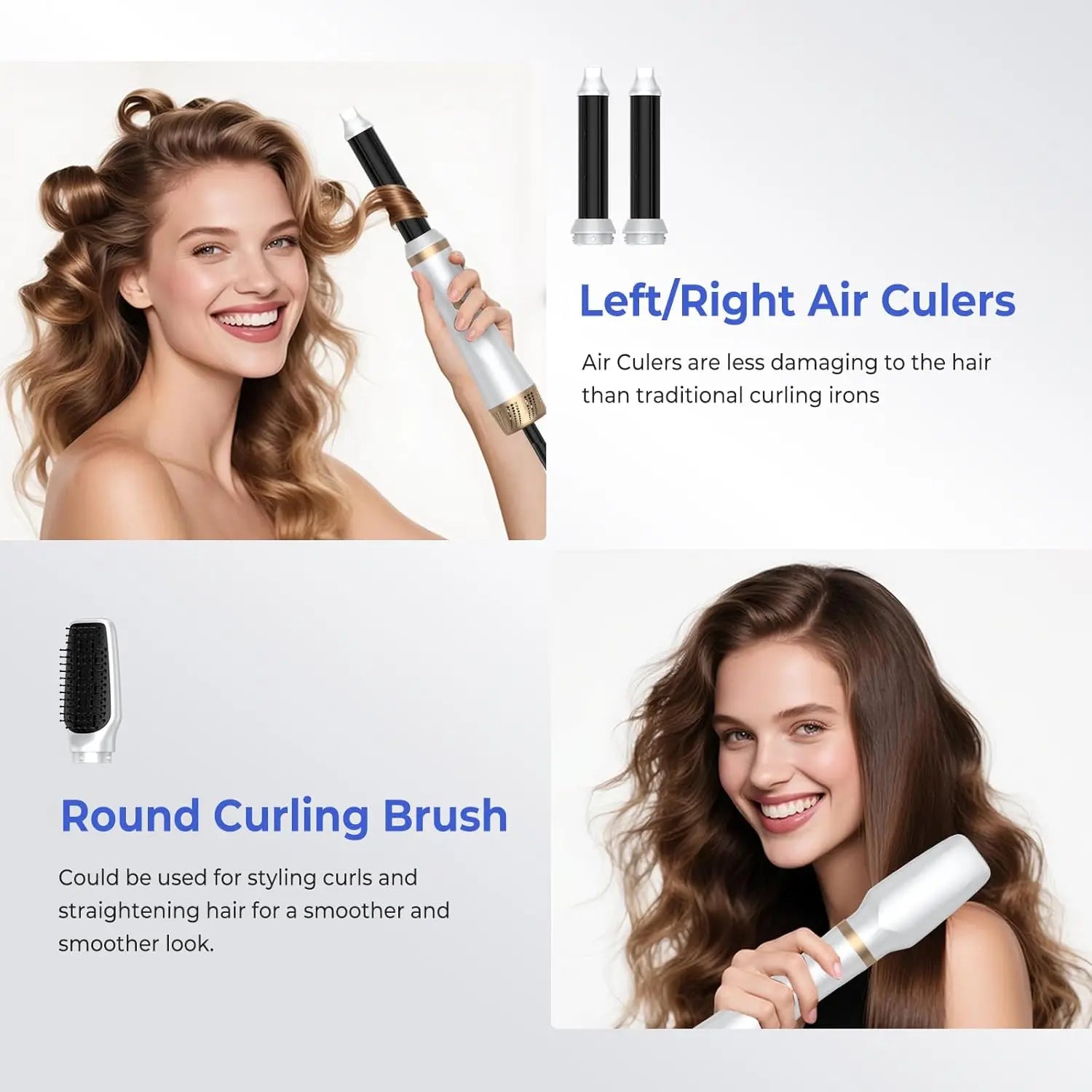 5-in-1 Hair Dryer Brush Set, Blow Dryer Brush with Air Style Wrap Hair Styler, Negative Ionic Magic Style Set, Detachable Air Cu