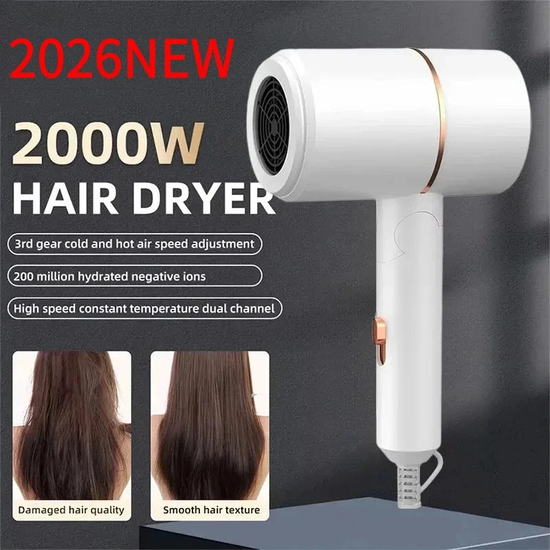 Folding Hairdryer High Power Negative Ion Hair Dryer Home Thermostatic Travel Portable Silent Hair Brush Dryer